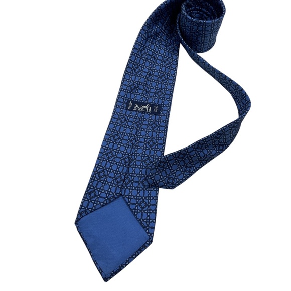 HERMÈS 7821 UA Blue Geometric Silk LUXURY Tie FRANCE - Picture 2 of 5
